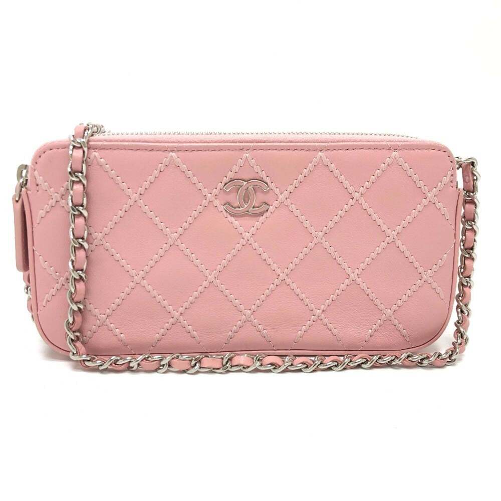 CHANEL Authentic Pink Lambskin Leather Logo Wallet - Picture 1 of 16